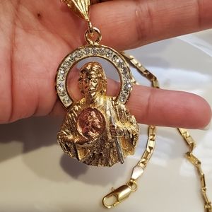 gold plated necklace and pendant